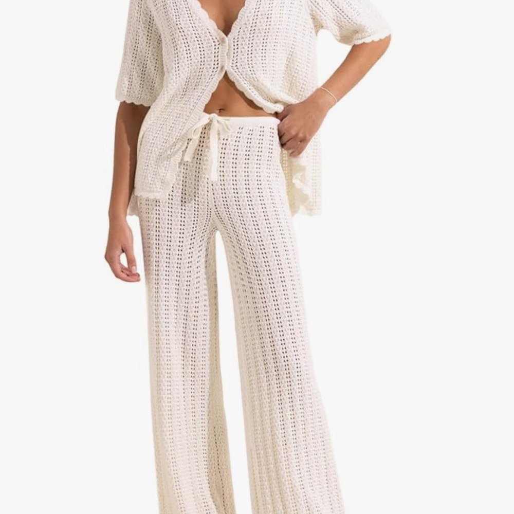 Amazon Cream Knit Two-Piece cover up set